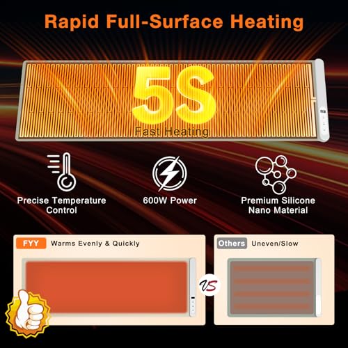 Image of FYY Warming Mat for Food with Heat Resistant Pad - Rapid and Full Surface Heating, 7 Temp Settings, 6H Timer, Rollable Portable Food Warming Mat for Countertop Party Buffet (XXXL, Khaki)