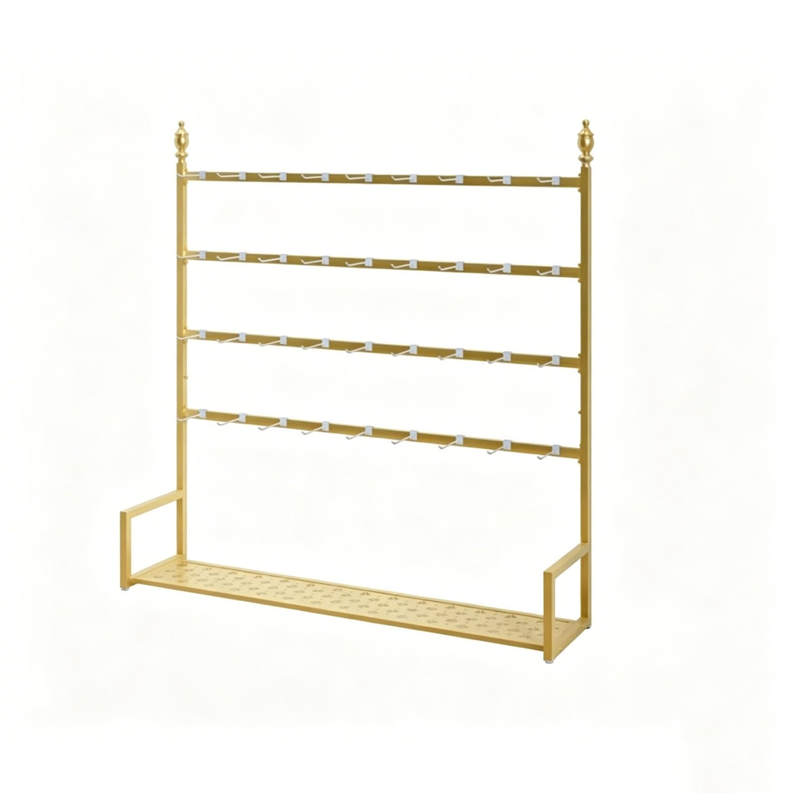 sunbiaouk Metal Socks Display Stand, 4-Tiers Storage Rack with Hooks, Multipurpose Floor Rack for Sock Storage for Boutique Retail Store Hanger(Gold,59in)