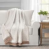 Lush Decor Sherpa Tassel Fringe Throw Blanket, 60' x 50', Neutral
