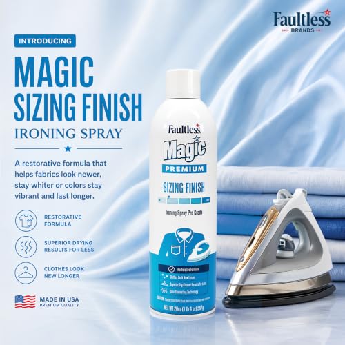 Image of Faultless Limited Edition Magic Premium Sizing Finish Ironing Spray, 567g | Pro Grade Restorative Formula | Spray & Iron for Professional Finish | Wrinkle-Free | Imported from USA