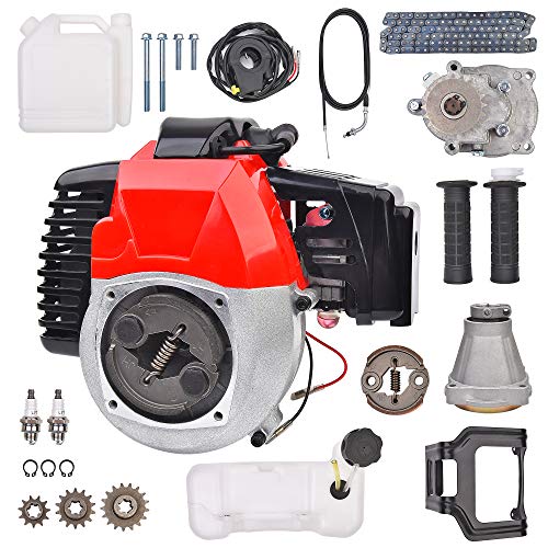 49cc 50cc 2 Stroke Pull Start DIY Engine Motor W/Gear Box Assembly Replacement for Pocket Mini Pit Dirt Bike ATV Quad Scooter Handheld Trimmer Brush Cutters 20T T8F Chain