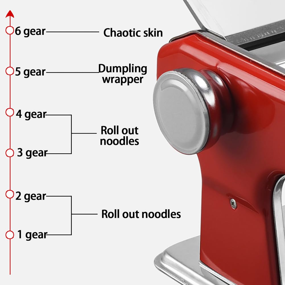 Ręczna maszyna do robienia makaronu, maszynka do makaronu ze stali nierdzewnej, 6 regulowanych ustawień grubości, do domowego spaghetti i fettuccini, łatwa i profesjonalna obsługa