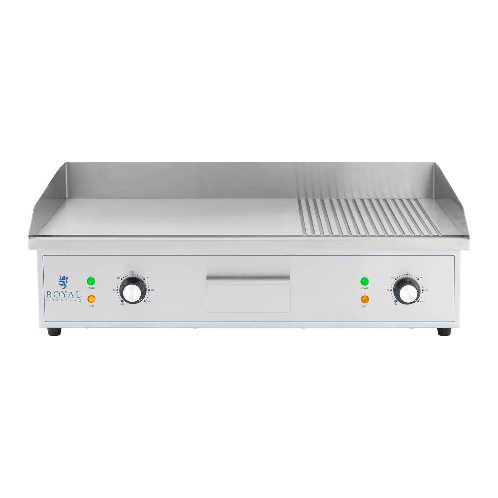 Royal Catering Griglia Fry Top Elettrico Piastra per Grigliare RCPG51-M (liscia e rigata, 727 x 420 mm, 3000 W)