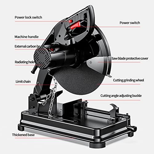 YHUEGH Metallschneidemaschine Für 45 Grad, 3680 W Stahlschneidemaschine, 6500 U/Min Kappsäge, 14"/ 35,5 cm Klingendurchmesser, 0-45 ° Einstellbare Gehrungssäge Zum Schneiden Von Metall – Bild 7