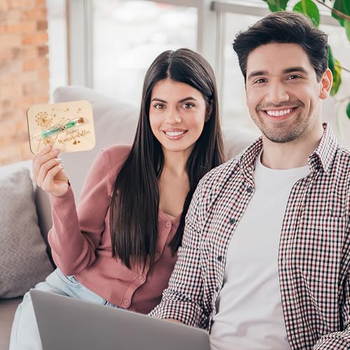 Mexgcom Gastgeschenke Konfirmation mit Reagenzgläser Lustige Geldverpackung, Umschlag beiliegend Geldgeschenk aus Holz Inkl, Konfirmation Geschenk für Mädchen Jungen (Löwenzahn)