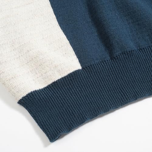 Men's Retro Knitted Poloshirt, 1960s Mod Vintage Contrasting Colors Polo V-Neck Cotton Short Sleeve4
