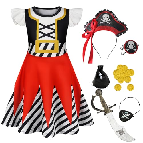 Girls Pirate Halloween Costume Dress Kids Cosplay Pirate Outfit