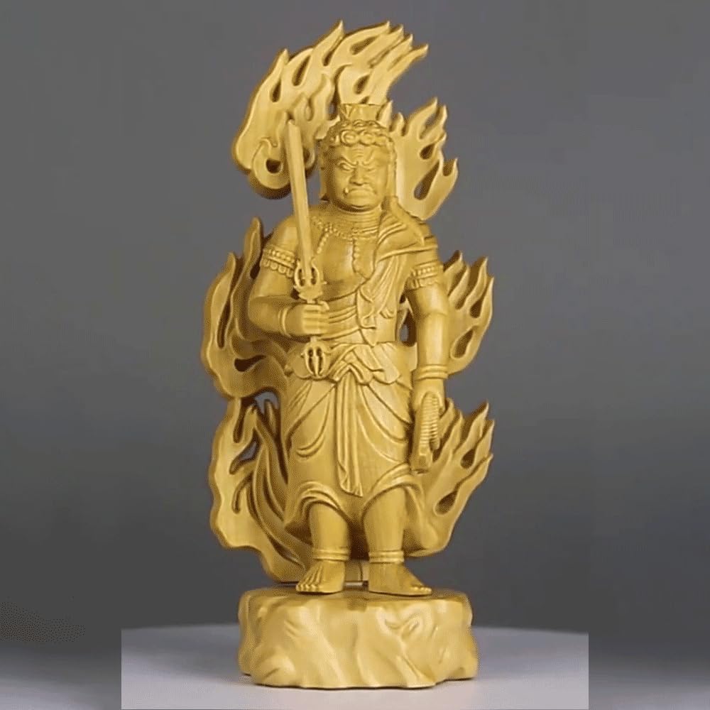 Amazon｜仏像 不動明王(酉年生まれ) 柘植製 総高10cm【明王像