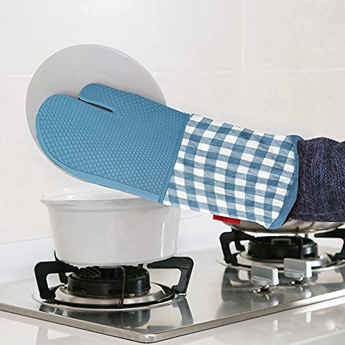 Queenser Luvas de forno de silicone resistentes ao calor Esonmus Luvas de forno + 2 suportes de pane