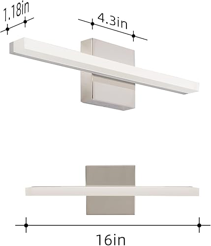 Miniatura 10 de Modernas luces LED de tocador para baño, 19.8 pulgadas, 12 W, color negro, luces de baño sobre espejo, accesorios de iluminación de tocador de baño