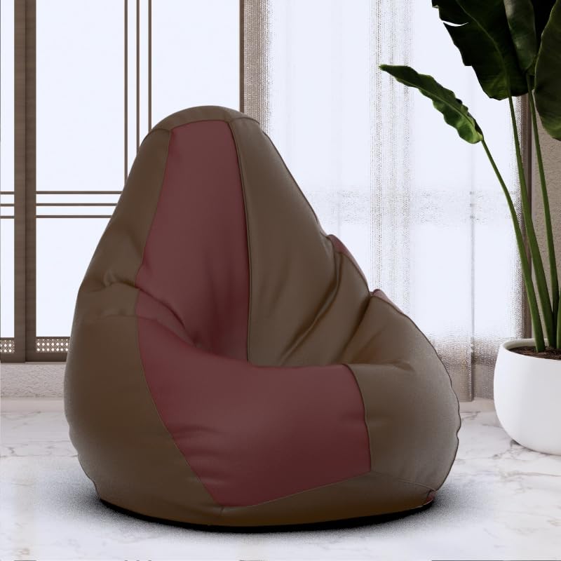 Bean Bag Chair Cover | Size: 2XL | Color: Brown Maroon | Without Beans | Premium Leatherette Cover (CMF 3478)-image-3