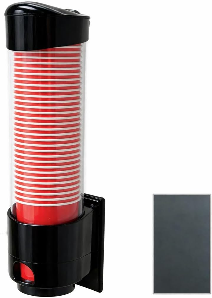 Japard Cup Dispenser Holder for Water Cooler Wall Mounted with Magnet for Wall Mount, 4oz - 7oz Paper Plastic Cups Cones for Home Bathroom Office Hospital Black