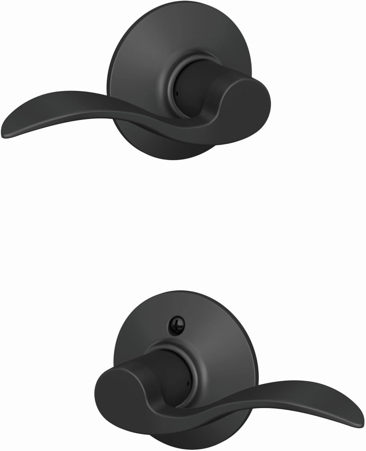 SCHLAGE F10 Acc 622 Accent Door Lever, Hall &amp; Closet Passage Lock, Matte Black (Pack of 8)