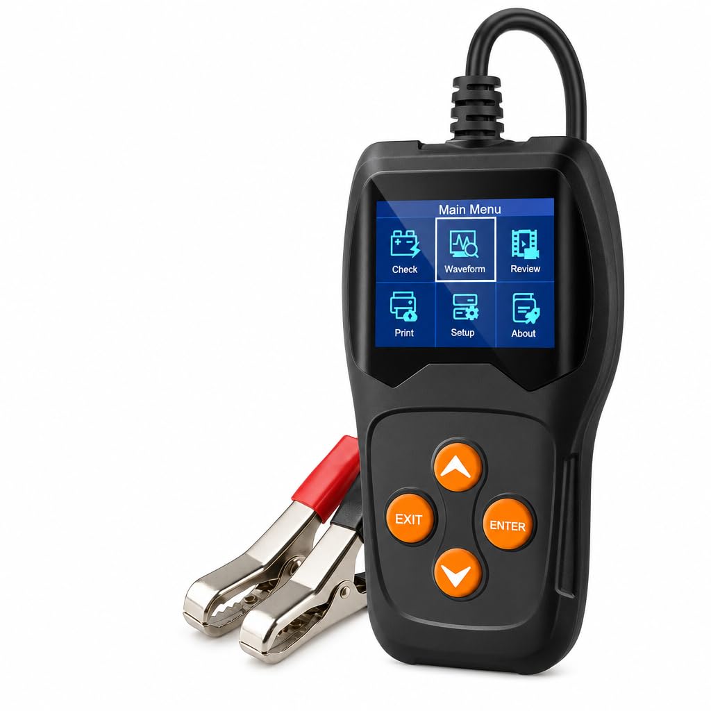 Konnwei Testeur de Batterie 12V Voiture Moto LCD TFT CCA BCI DIN JIS SAE Puce STM32 Multilingue KW600