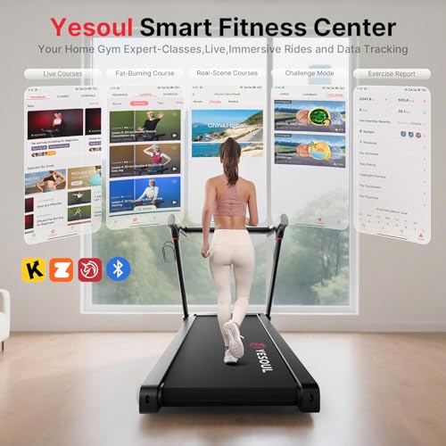 Image of YESOUL Folding Treadmill for Home - 300 lb Capacity, 3.5HP Electric Treadmill Up to 8.7 MPH Speed, Running Machine with 18 inch Wide Tread Belt and Smart APP for Home Use