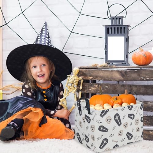 Image of Halloween goth thriller basket,Empty Halloween basket,Gothic home decor,Trick or Treat Basket for Boys and Girls,Waterproof collapsible storage box(Gothic)