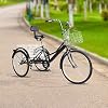 Queeucaer Adult Tricycle 3 Wheel Bike,Trike Bike, Bicycle with Storage Basket, for adult men, women, and the elderly, with Mudguards and Double Brakes,24 Inch,7-Speed,Black #4