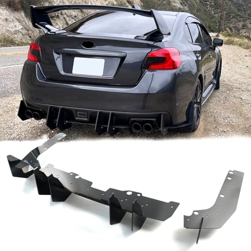 skkyoro Glossy Black Rear Bumper Lip Diffuser for Subaru WRX STI 2015-2021 Rear Diffuser Lip Spoiler Cover Trim Shark Fin