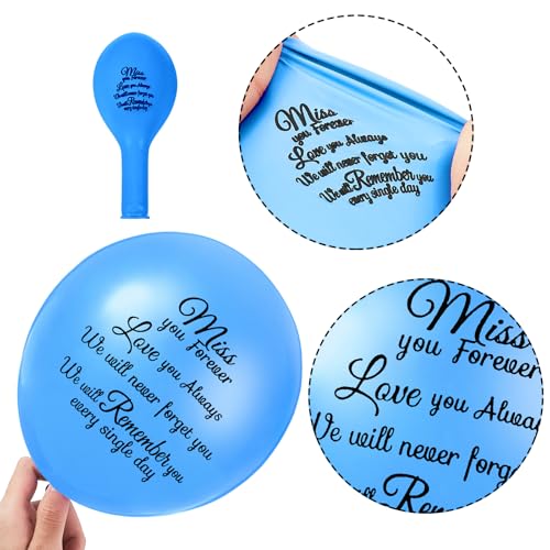 Image of Skylety 36 Pcs Memorial Balloons to Release with Dove Balloon, Blue | Helium, Remembrance for Heavenly Birthday, Memorial Services, Release in Sky Ceremony, Forever in Hearts Messages