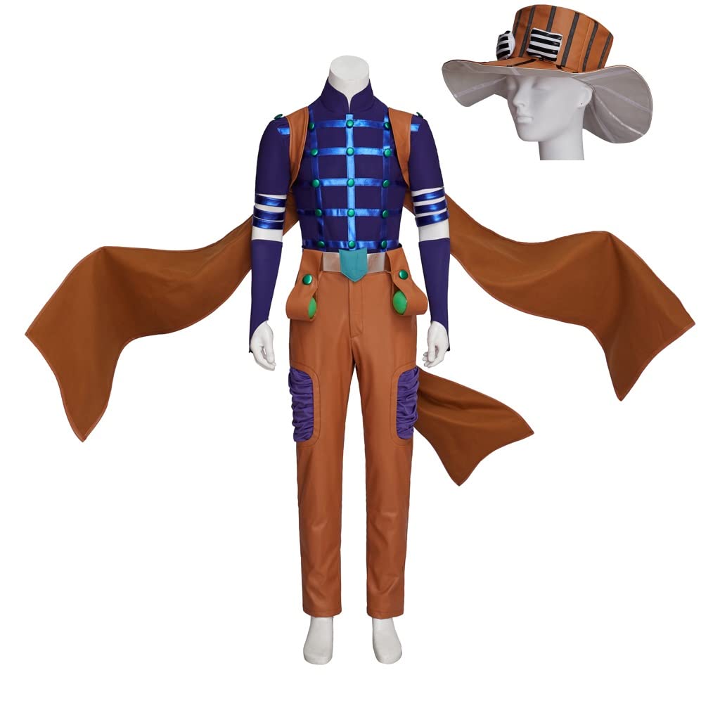 MelangCos Anime Jojo Cosplay Gyro Zeppeli Costume Men's Zeppeli Outfit Halloween Uniform