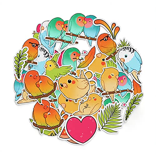 Lex Altern (24 PCS) Sticker Pack for Planner Pets Cute Cockatiels for Notebook for Skateboard Decals for Laptop for Water Bottles for Luggage Parrots Waterproof Vinyl Lovebirds for Bicycle Kawaii Set