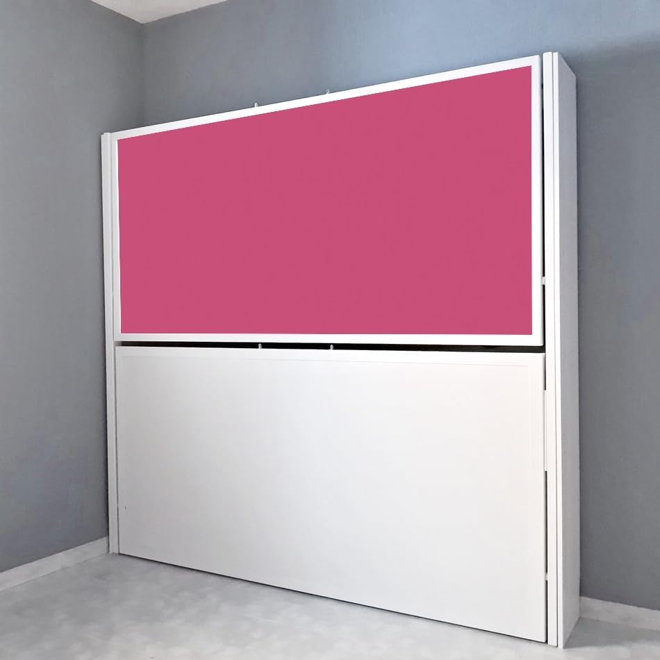 Litera abatible Horizontal, Modelo Barna | litera metálica abatible, litera Juvenil, Metal Blanco, Frente Blanco y Fussia, Medida para colchón de 90x190 cm