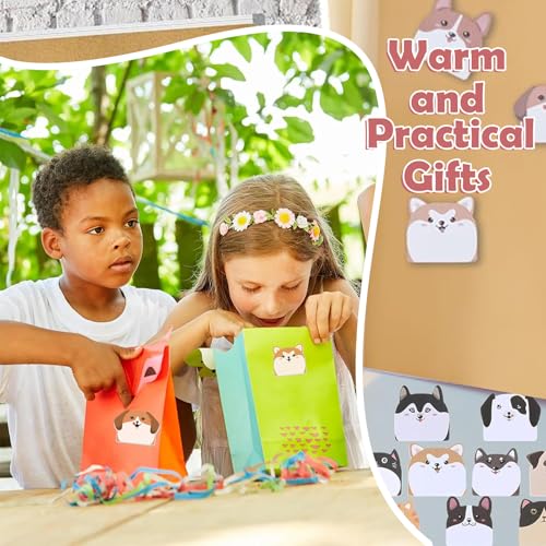 KEWUF 12 Pcs Haftnotizen, Kleine Haftnotizen Kinder, Haftnotizen Klebezettel, Kawaii Schulsachen,Notizblock Klein,TierföRmiger Haftnotizblock Ideal FüR BüRo, Mitgebsel Kindergeburtstag（Hund）