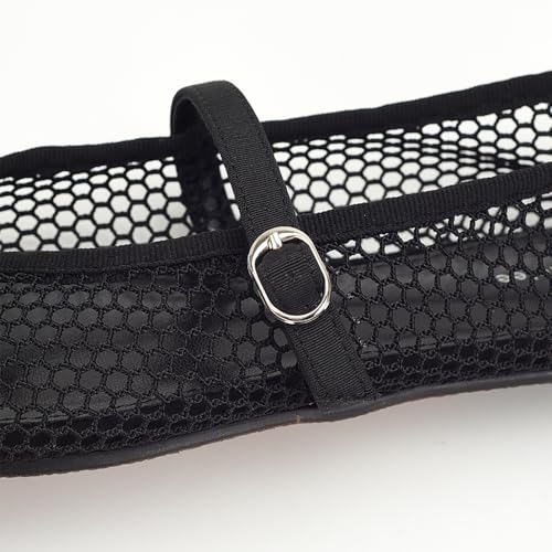Mesh Mary Jane Flats for Women Shoes Dressy Comfortable Trendy Summer Fishnet Black Ballet Flats with Strap 6