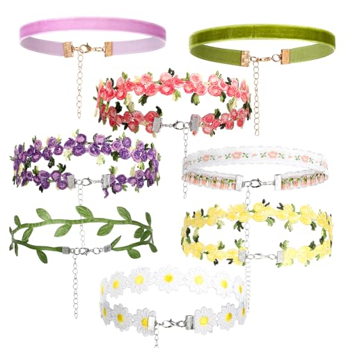 Sibba 8 PCS Floral Choker Necklace for Women Girls...