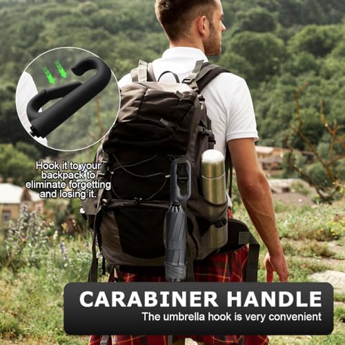 Image of UV Reversible Umbrella with Novelty Carabiner Handle, Travel-Friendly Umbrellas for Sun & Rain Protection, Windproof Compact, Automatic Open /Close,Plant Cutter for Home Garden Men and Women