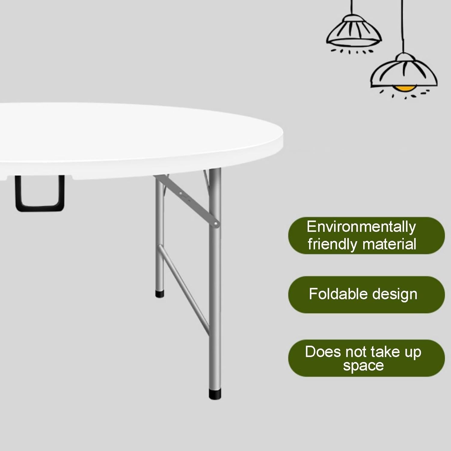 Table pliante portable avec support en métal et poignée, capacité de charge de 300 kg pour pique-nique, camping, barbecue et hayon – Design léger
