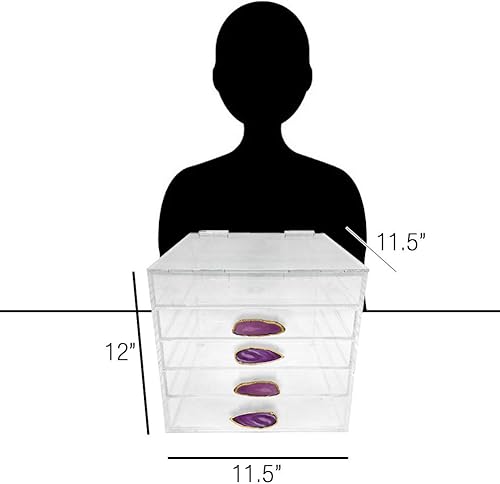 Miniatura 4 de OnDisplay Ultimate Diva - Estación de organización de cosméticos, cubo de 12 pulgadas, ágata doradaplateada (negroplateado)