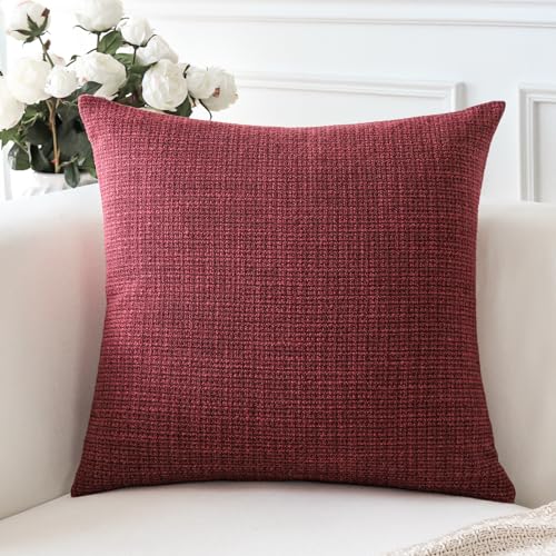 Artscope Linen Cushion Covers Set of 1 Decorative Square Pillowcase Pillow Cover 24x24 Inch for Home Decor Sofa Bedroom Car 60x60cm Burgundy - Image 2