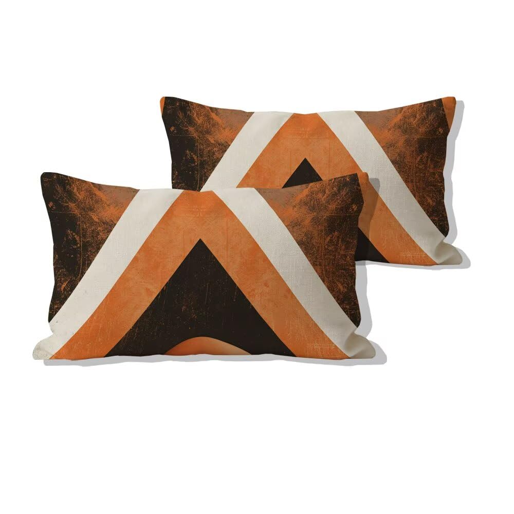 Taie d'oreiller 40x80cm en lin doux orange avec zip invisible