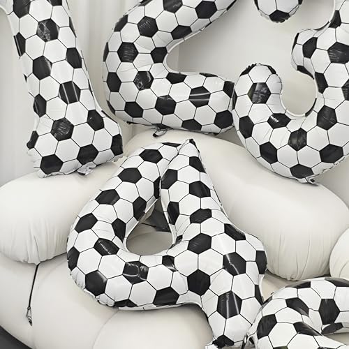 Image of Black White Soccer Number 8 Balloon 8nd Birthday Decoration 40in 8 Balloon | Helium Foil Mylar Balloon World Cup Football Sports Theme Favors for Birthday Party Anniversary Decorations Supplies