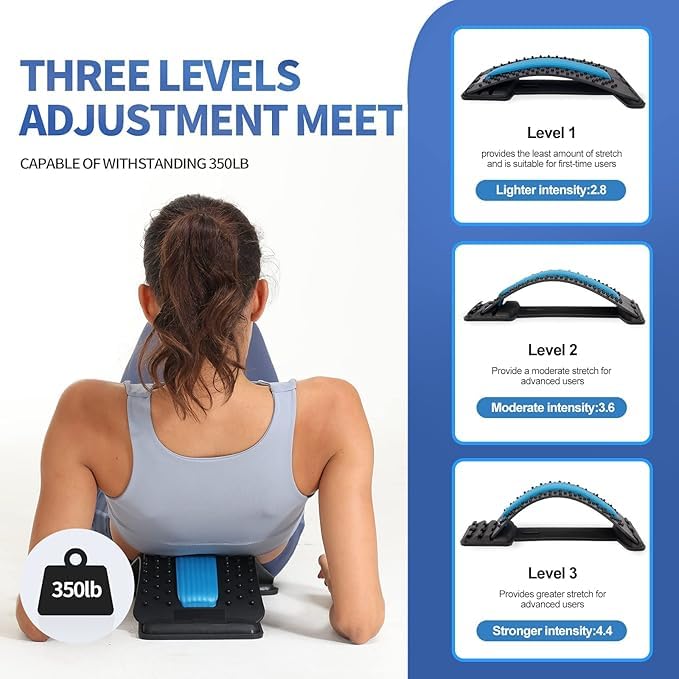 QP360 Back Stretcher Multi-Level Lumbar Region Back Support for Lower & Upper Muscle Pain Relief Spinal Curve Back Relaxation Device for Bed Chair & Car, Plastic QP360 Back Stretcher Multi-Level Lumbar Region Back Support for Lower & Upper Muscle Pain Relief Spinal Curve Back Relaxation Device for Bed Chair & Car, Plastic