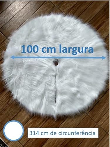 Saia P/Arvore De Natal Pelúcia Pelo Alto 7cm Branca 100cm