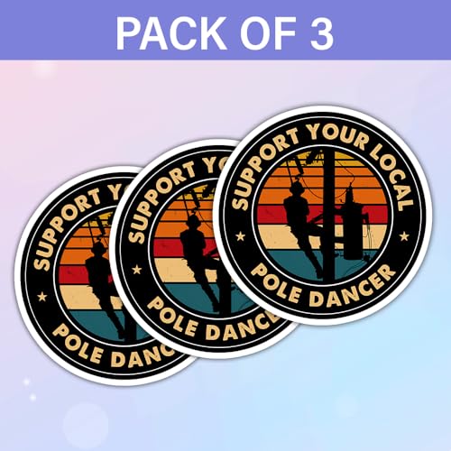 Image of SODAVA (Set of 3) Support Your Local Pole Dancer Lineman Retro Sticker Funny Electric Lineman Lineworker Gift Decorations Graphic Helmet Bumper Stickers