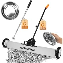36-Inch Rolling Magnetic Sweeper | 40-Inch Telescoping Magnetic Pickup Tool | Magnetic Trays | 55-Pound Capacity Pick-up Sweeper for Nails, Screws & Metal Debris Workshop Garage Yard 3 Pack