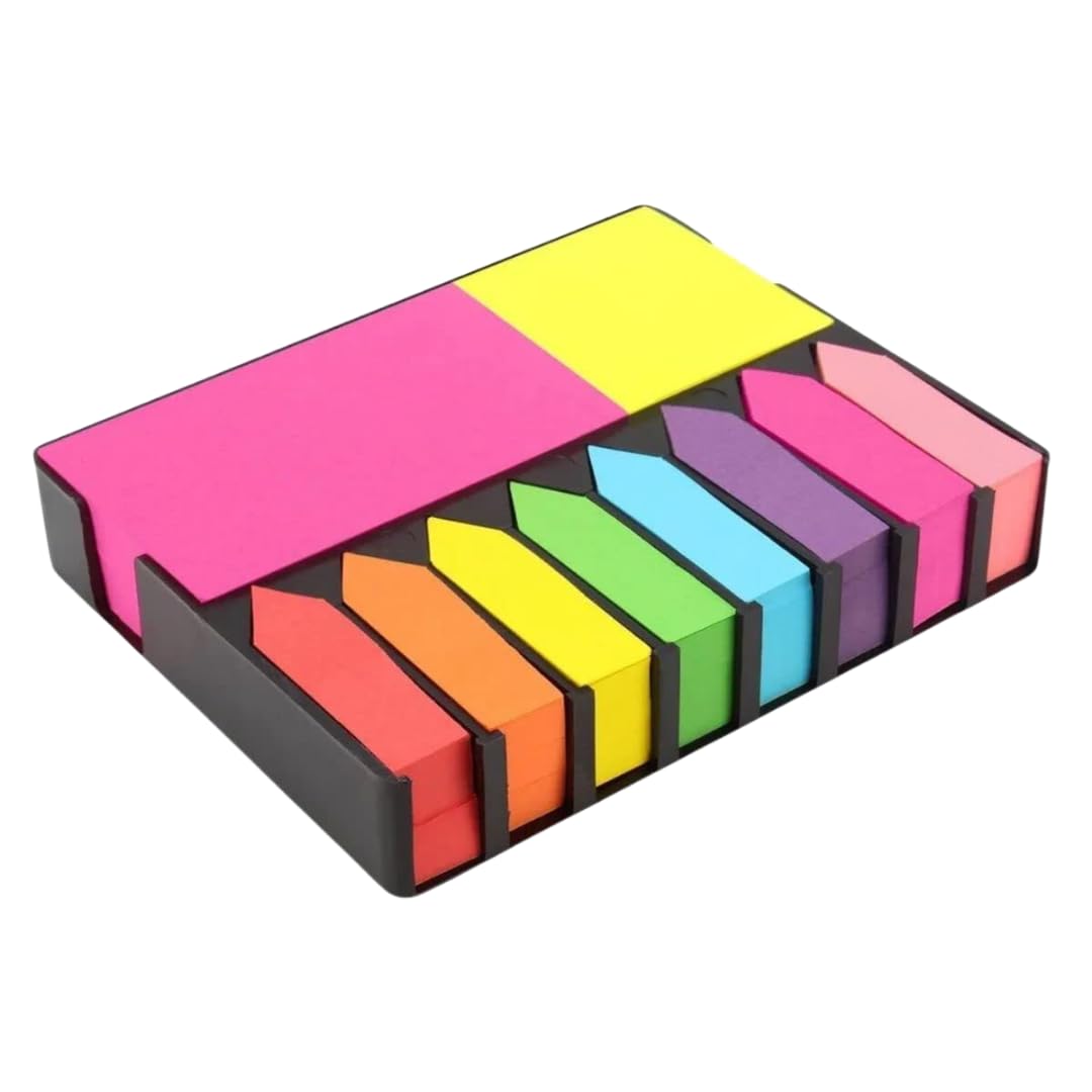 Sponsored Ad - R H lifestyle Sticky Notes Set Memo Pad with 8 Sticky Tabs, Bright Neon Colors Sticky Notes Pad (200 Sheets Each) for Office Stationery School Supplies