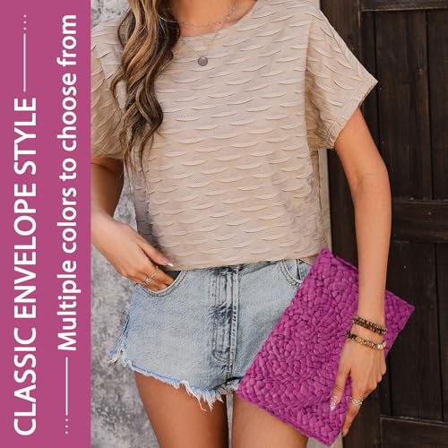 Image of Straw Clutch Bag for Women Envelope Woven Clutch Handbag Summer Beach Purse
