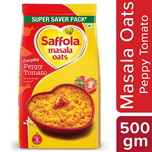 Image of Saffola Masala Oats, Veggie Twist, 1 kg + Saffola Masala Oats, Peppy Tomato, 500g