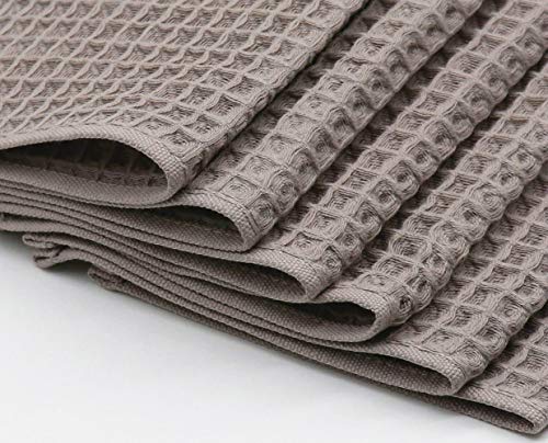 100% Natural Cotton Dish Towels Classic Waffle Weave Dish Cloths, Soft Ultra Absorbent Bath Hand Facetowel, Fast Drying Lightweight Washcloth, Set Of 6 (Dark Grey) #TOP2