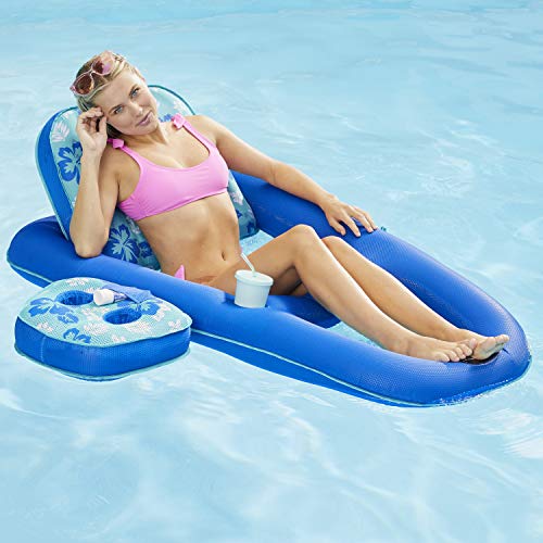 Aqua Campania Ultimate 2-in-1 Pool Float Lounge – Extra Large – Inflatable Pool Floats for Adults with Adjustable Backrest & Cupholder Caddy - Image 6
