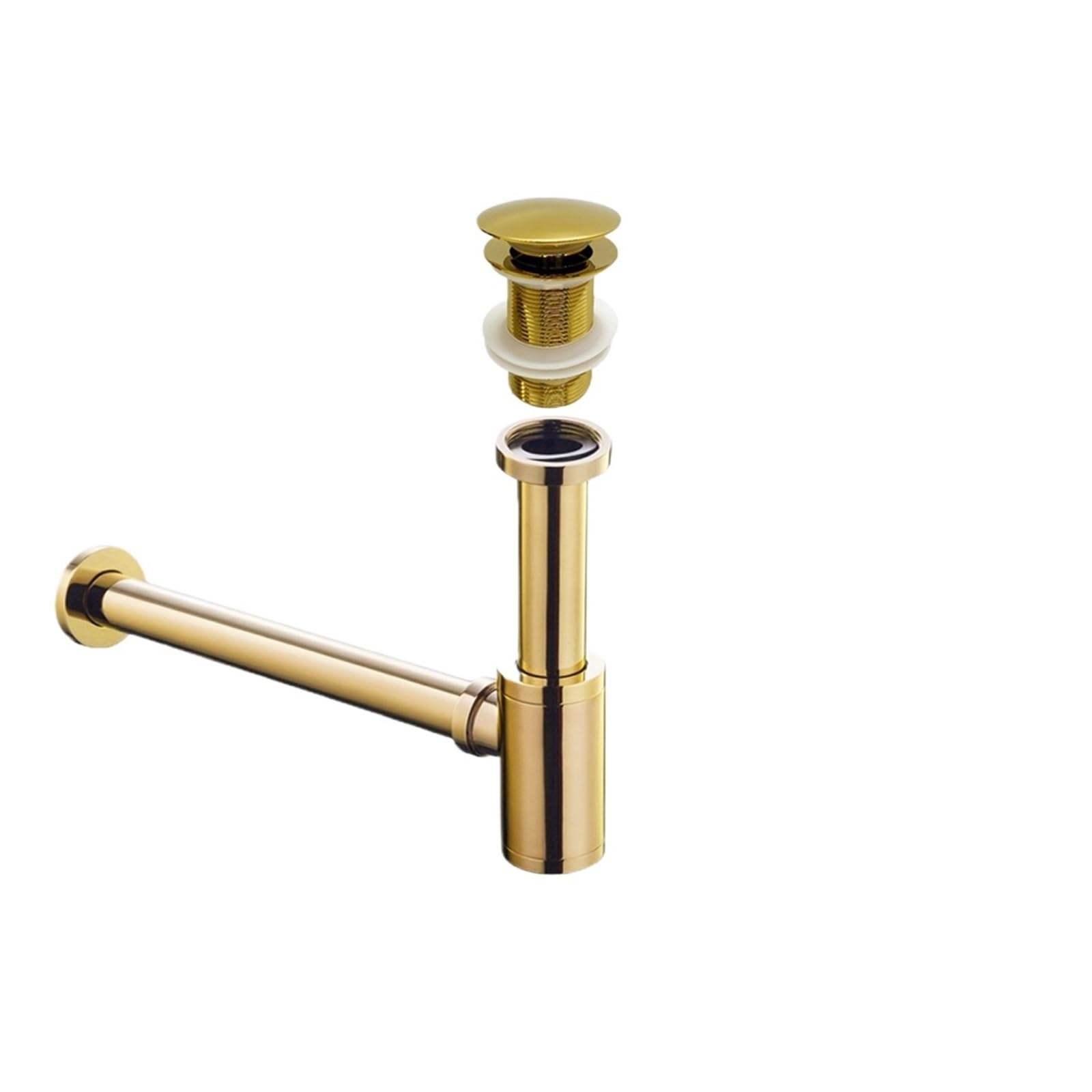 1 pièces or salle de bain bassin bouteille piège évier Siphon tuyau Kits remplacement Pop Up bouchon toilette lavabo Drain Pour Bain(Gold set No hole)