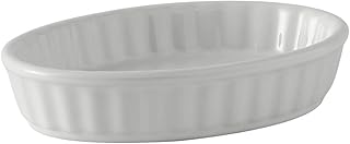 Tuxton BWK-0502 Vitrified China Oval Fluted Creme Brulee Dish, 5 oz, White (Pack of 12)
