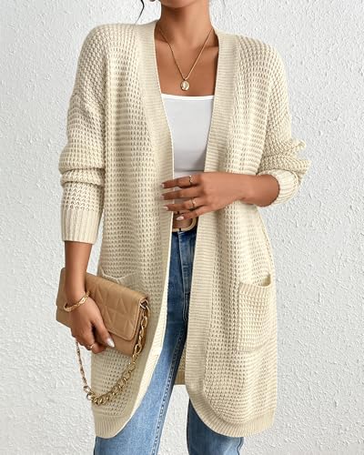 Bsubseach Cardigan Sweaters for Women Fall Outfits Open Front Crochet Sweater with Pocket3
