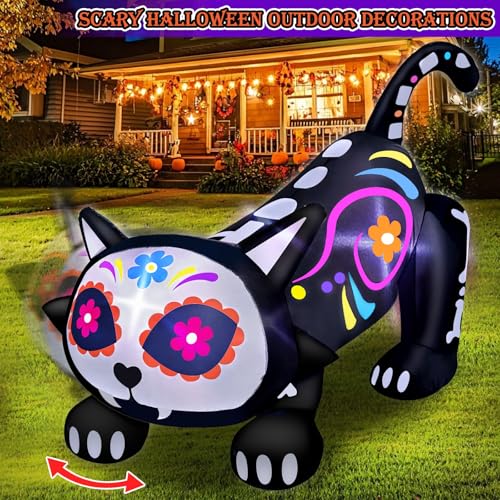 Aufblasbare Zuckerschädel-Katze mit beweglichem Kopf, 1,5 m – Bild 5