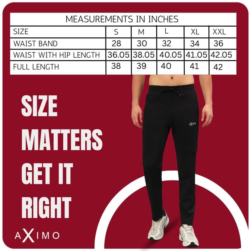 Image of AXIMO Sports Track Pants for Men Athletic Fit Joggers with Side Stripes Stretchable Breathable Fabric Elastic Waistband Drawstring Gym Running Casual Wear Mens Track Pant