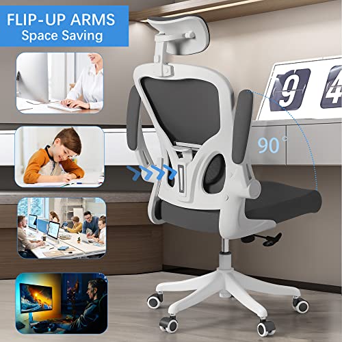 H Hoh-Tech Ergonomic Office Chair, Home Office Desk Chairs With Adjustable Headrest And Armrests, High Back Computer Chair For Home Office, 330 Lb Load Capacity (White) #TOP6